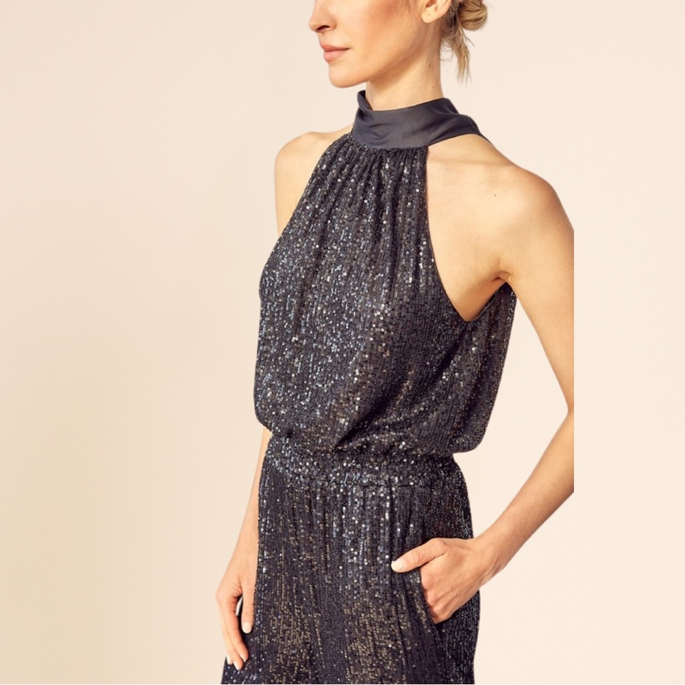 Mustard Seed Shimmering Charcoal Jumpsuit - Picture 2 of 11